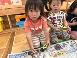 ピーマンの種取りしました♪（2歳児たんぽぽぐみ）